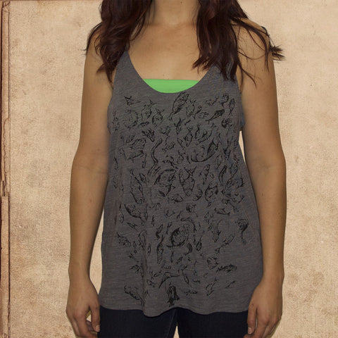 Kafka on the Shore - Murakami - women's relaxed fit slouch tank - asphalt slub