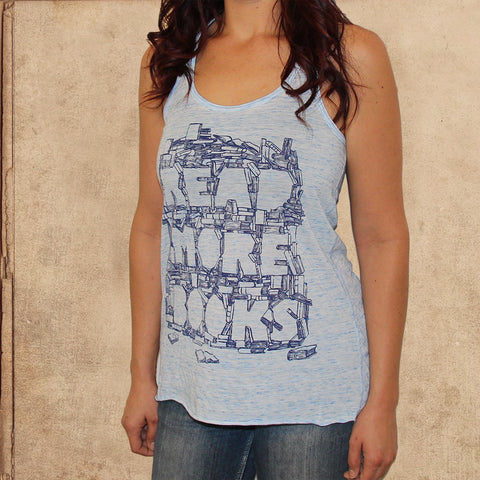 Read More Books - women's relaxed fit racerback tank - light blue