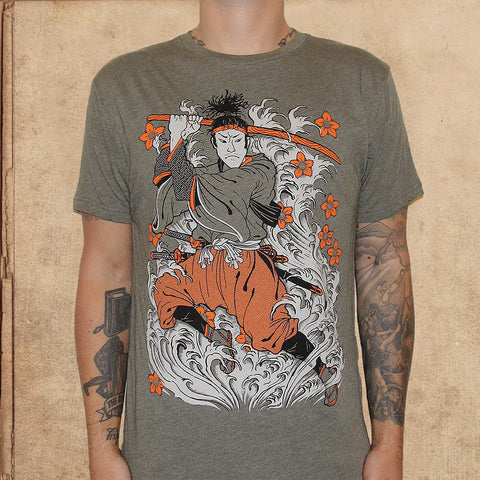 Miyamoto Musashi - Eiji Yoshikawa - unisex -tri-blend heather green -  discharge inks