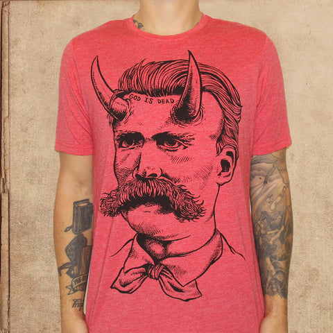 Friedrich Nietzsche - God is Dead - heather red - limited to 10 total - 1 XL left