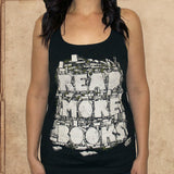 Read More Books - Women's tank - black - cotton - discharge inks